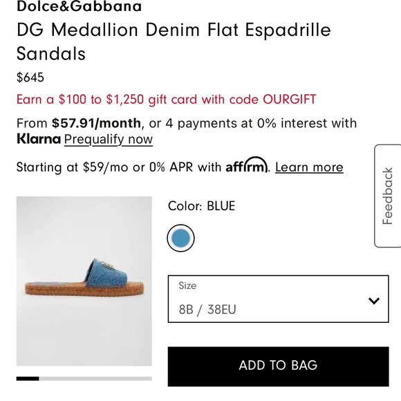 Dolce & Gabbana Medallion Denim Flat Espadrille Sandals - Picture 4 of 4